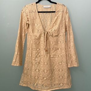 Lace swim coverup